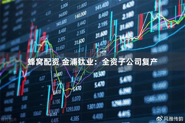 蜂窝配资 金浦钛业：全资子公司复产
